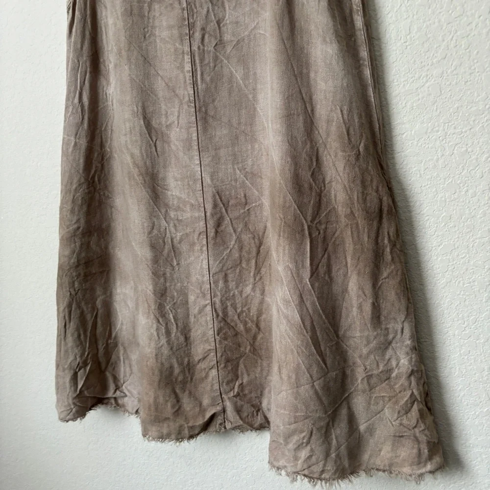 Zara Linen Crinkled Sleeveless Relaxed Mini Dress Boho Neutral Beachy Lagenlook - Picture 7 of 12